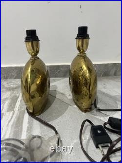 Very rare Pair of Scandinavian Gilt Brass Table Lamps