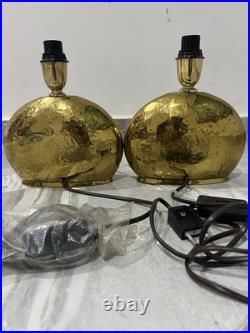 Very rare Pair of Scandinavian Gilt Brass Table Lamps