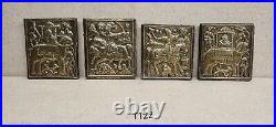 Very rare Set Of 4 antique Persian Brass Plaques/tiles C. 1870