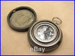 Very rare Short & Mason gimballed pocket compass with Singers Patent mop dial