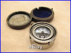 Very rare Short & Mason gimballed pocket compass with Singers Patent mop dial