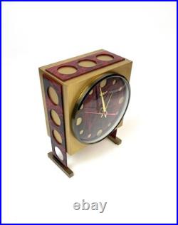 Very rare Space Age solid Brass Cubist Mid Century Desk Clock by Urgos Germany