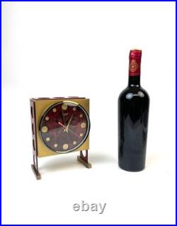 Very rare Space Age solid Brass Cubist Mid Century Desk Clock by Urgos Germany