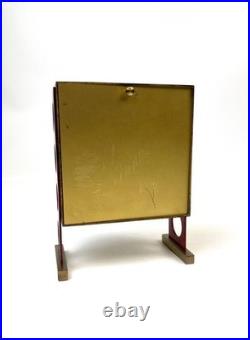 Very rare Space Age solid Brass Cubist Mid Century Desk Clock by Urgos Germany
