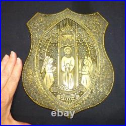 Very rare St Stephen's College 1860 Bard large brass plaque be thou faithful