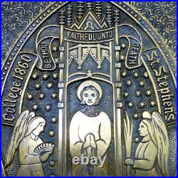 Very rare St Stephen's College 1860 Bard large brass plaque be thou faithful