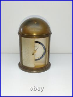 Very rare Vintage Europa 8 Day brass Table Clock With Closing Doors and Dome