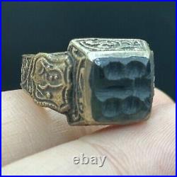 Very rare ancient Roman intaglio stone brass old ring
