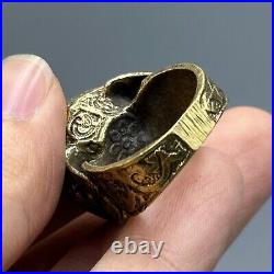 Very rare ancient Roman mosaic glass brass ring