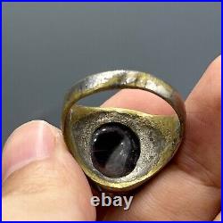 Very rare ancient Roman ring with ram intaglio on stone cleaned