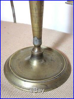Very rare antique 18th century detailed brass pivoting whale oil burning lamp
