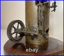 Very rare antique 1900 handmade machined brass steam powered pulley engine model