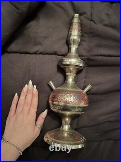 Very rare antique vintage brass hookah (colored)