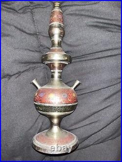 Very rare antique vintage brass hookah (colored)