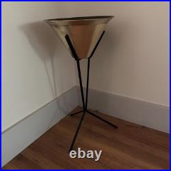 Very rare brass 1950s planter wrought iron base after paul mccobb mcm
