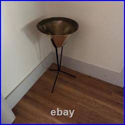 Very rare brass 1950s planter wrought iron base after paul mccobb mcm