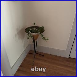 Very rare brass 1950s planter wrought iron base after paul mccobb mcm