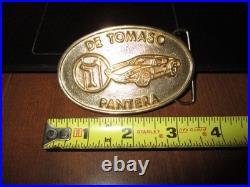 Very rare original DeTomaso Pantera all brass belt buckle vintage exotic car
