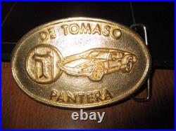 Very rare original DeTomaso Pantera all brass belt buckle vintage exotic car