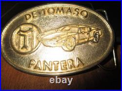 Very rare original DeTomaso Pantera all brass belt buckle vintage exotic car
