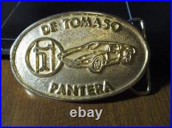 Very rare original DeTomaso Pantera all brass belt buckle vintage exotic car