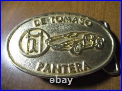 Very rare original DeTomaso Pantera all brass belt buckle vintage exotic car