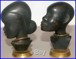 Very rare pair of WHW HAGENAUER WIEN, Art Deco Figurines / African Heads