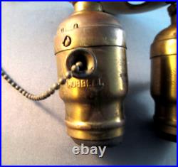 Very rare pair of early Hubbell fat-boy pull chain light sockets excellent