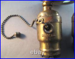 Very rare pair of early Hubbell fat-boy pull chain light sockets excellent