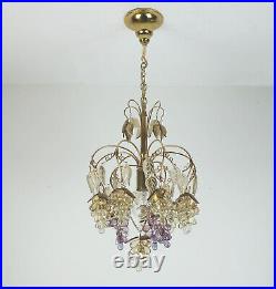 Very rare palwa mid century CHANDELIER 1970s crystal glass and gilt brass