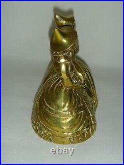 Very rare quality antique twin / double crinoline lady dresses large brass bell