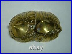 Very rare quality antique twin / double crinoline lady dresses large brass bell