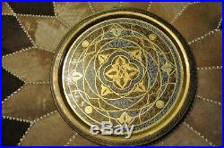 Very rare tray. Wall plate made of brass inlaid with silver. Of the 19th century