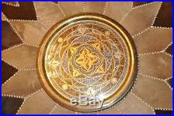 Very rare tray. Wall plate made of brass inlaid with silver. Of the 19th century