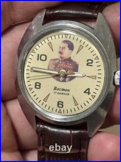 Very rare vintage Vostok (?) mechanical wrist watch 17 jewels J. Stalin
