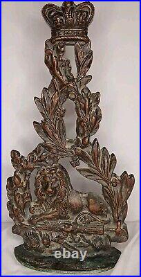 Victorian LION & CROWN & WREATH Doorstop Bronze Tone Unique And Very RARE