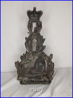 Victorian LION & CROWN & WREATH Doorstop Bronze Tone Unique And Very RARE