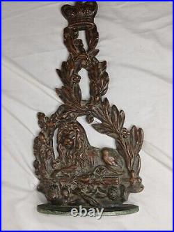 Victorian LION & CROWN & WREATH Doorstop Bronze Tone Unique And Very RARE