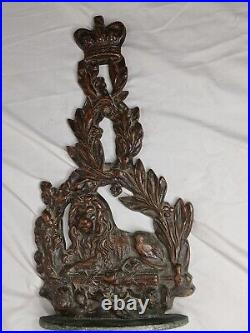 Victorian LION & CROWN & WREATH Doorstop Bronze Tone Unique And Very RARE