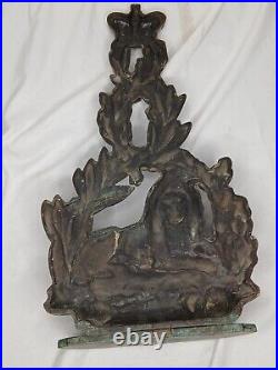 Victorian LION & CROWN & WREATH Doorstop Bronze Tone Unique And Very RARE