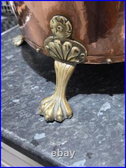 Victorian Very Large Rare Hammered pure Copper and Brass Planter, log, Coal Buck Victorian Very Large Rare Hammered pure Copper and Brass Planter, log, Coal Buck