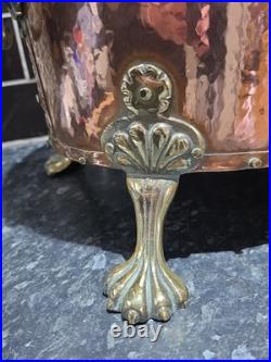 Victorian Very Large Rare Hammered pure Copper and Brass Planter, log, Coal Buck