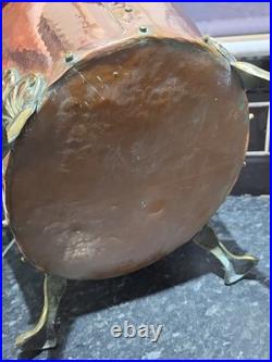 Victorian Very Large Rare Hammered pure Copper and Brass Planter, log, Coal Buck