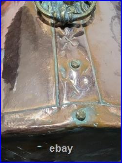 Victorian Very Large Rare Hammered pure Copper and Brass Planter, log, Coal Buck