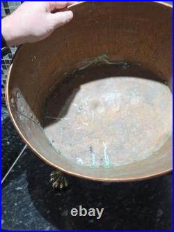 Victorian Very Large Rare Hammered pure Copper and Brass Planter, log, Coal Buck