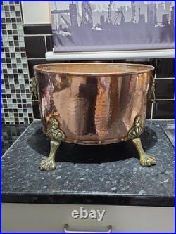 Victorian Very Large Rare Hammered pure Copper and Brass Planter, log, Coal Buck