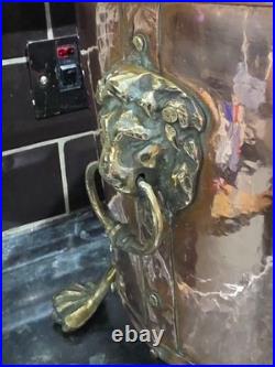 Victorian Very Large Rare Hammered pure Copper and Brass Planter, log, Coal Buck