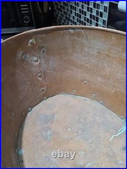 Victorian Very Large Rare Hammered pure Copper and Brass Planter, log, Coal Buck
