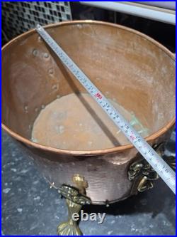Victorian Very Large Rare Hammered pure Copper and Brass Planter, log, Coal Buck