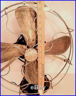 Vintage 1909-1912 GE Sidewinder Brass Blade & Cage Fan Very Rare LOOK & READ